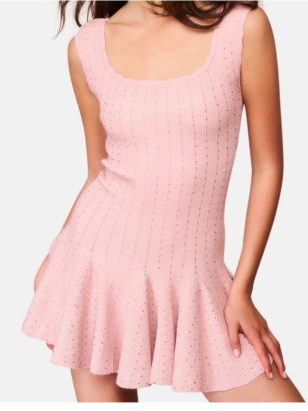 LoveShackFancy Blush Pink Sleeveless Knit Mini Dress